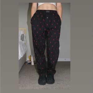 Polo Ralph Lauren Black Pants with Red Logo Pattern